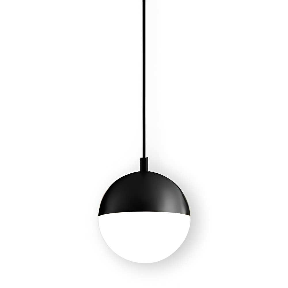 Pendellampe i guld og sort – elegant design med krystalkugle