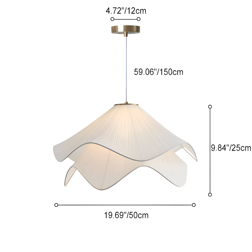 Japandi pendel lampe i blomsterformet stofdesign