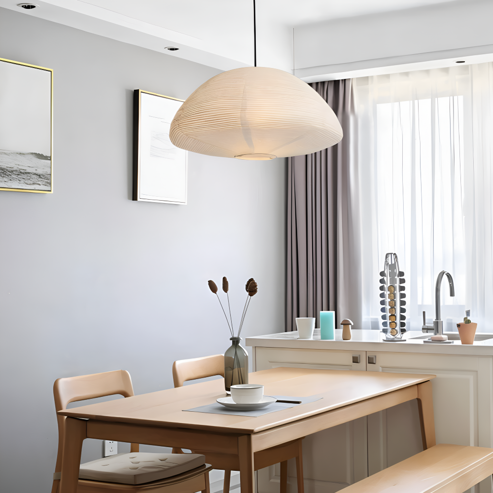 Japansk pendellampe i papir – minimalistisk loftlampe med blødt lys
