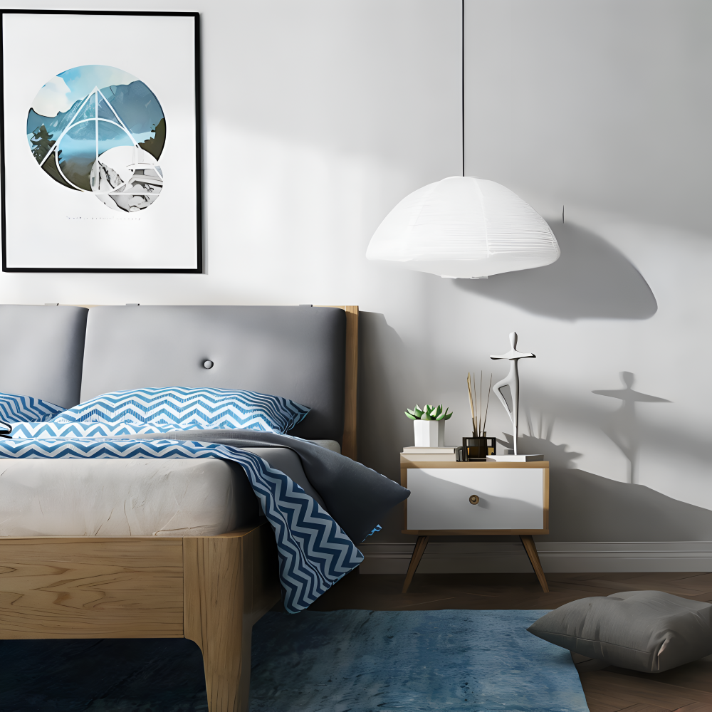 Japansk pendellampe i papir – minimalistisk loftlampe med blødt lys