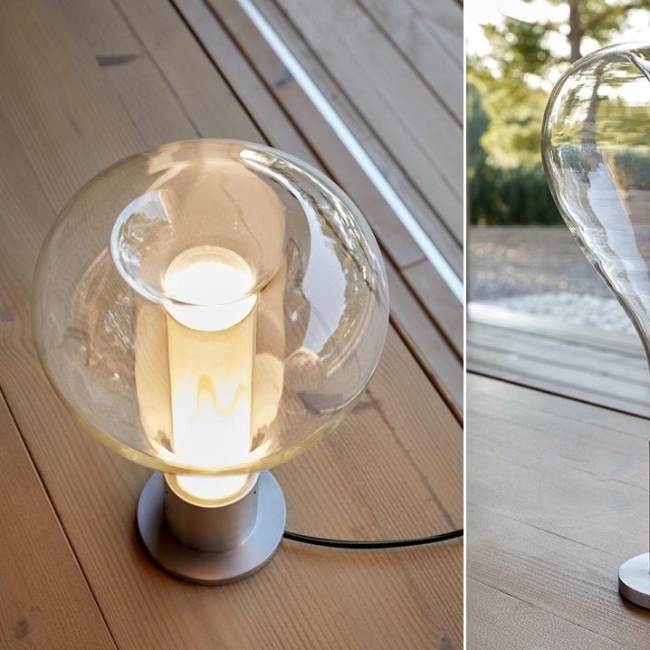 Stemningsfuld bordlampe med LED lys – kreativ glasdesign