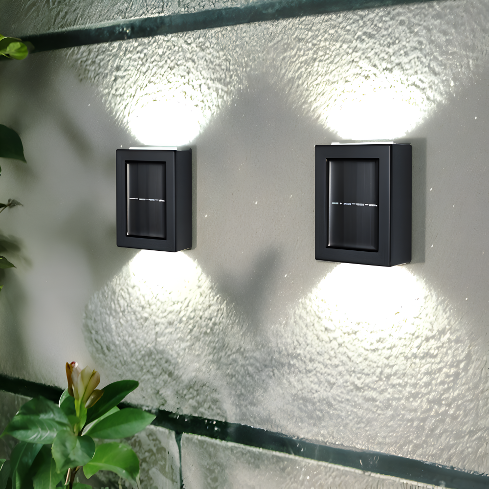 Solcelle væglampe med op/ned lys – vandtæt LED udendørslampe IP65