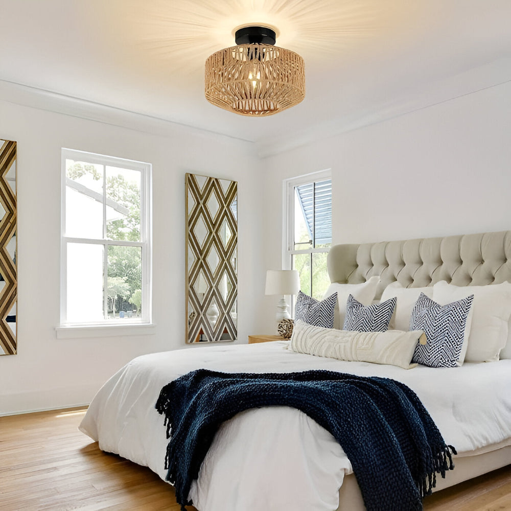 Ravira – Håndlavet Rattan Loftlampe i Boheme Stil