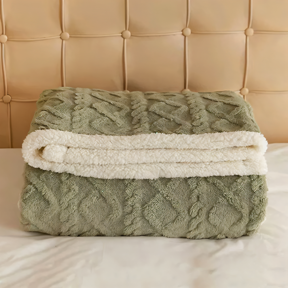 WoolHaven Plaid – Dobbeltsidet Uldlook & Plys Fleece Tæppe