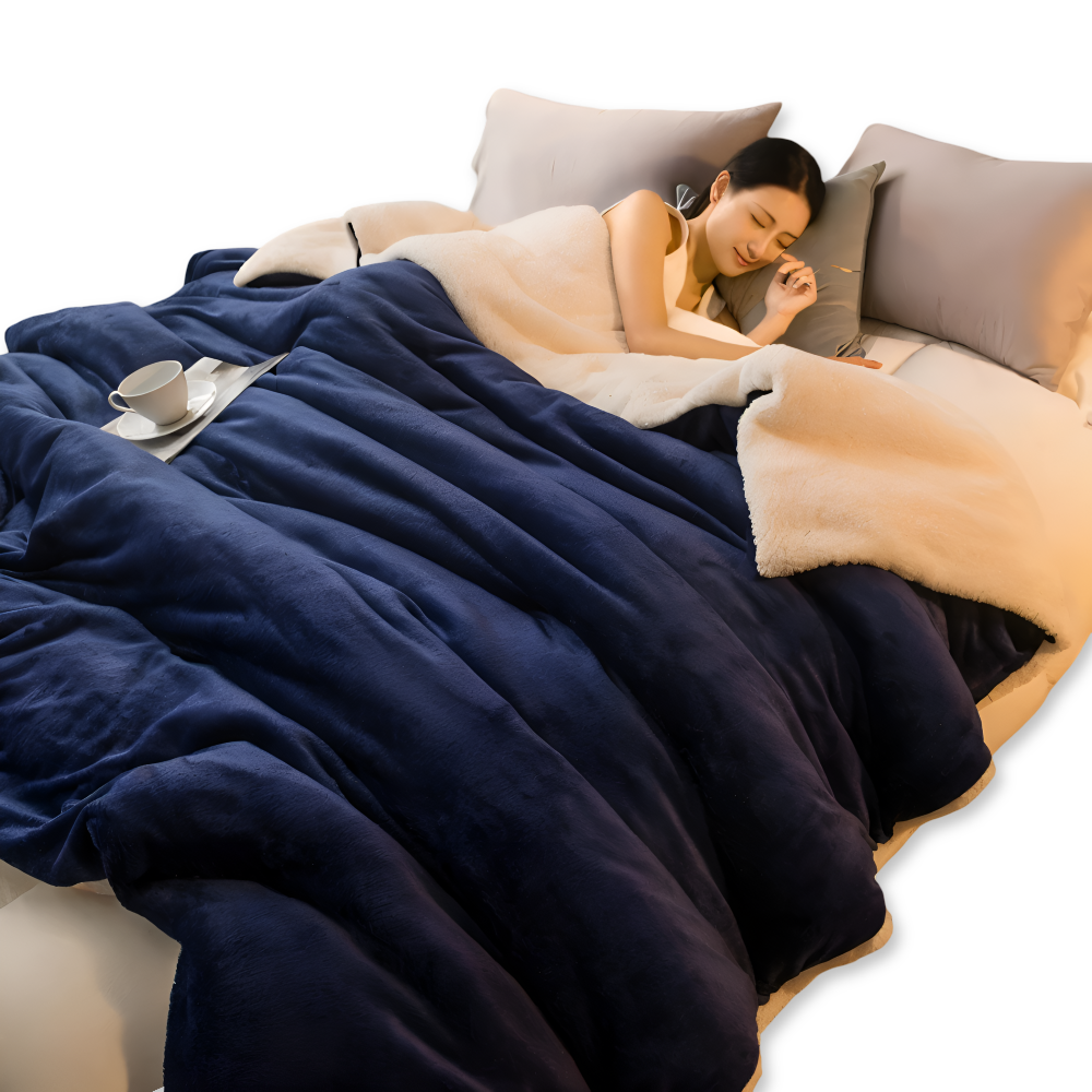 Dobbeltvendet vinterplaid i flannel og fleece