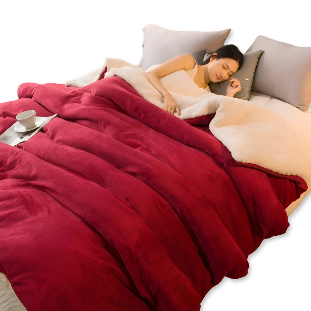 Dobbeltvendet vinterplaid i flannel og fleece