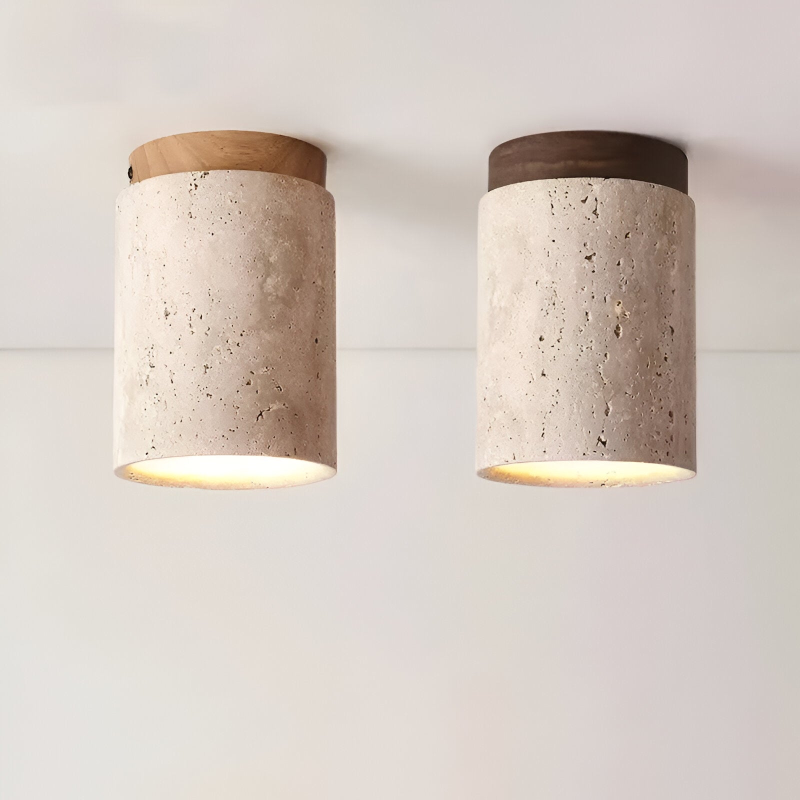 Spot loftlampe i travertin og træ – moderne indbygget spotlight