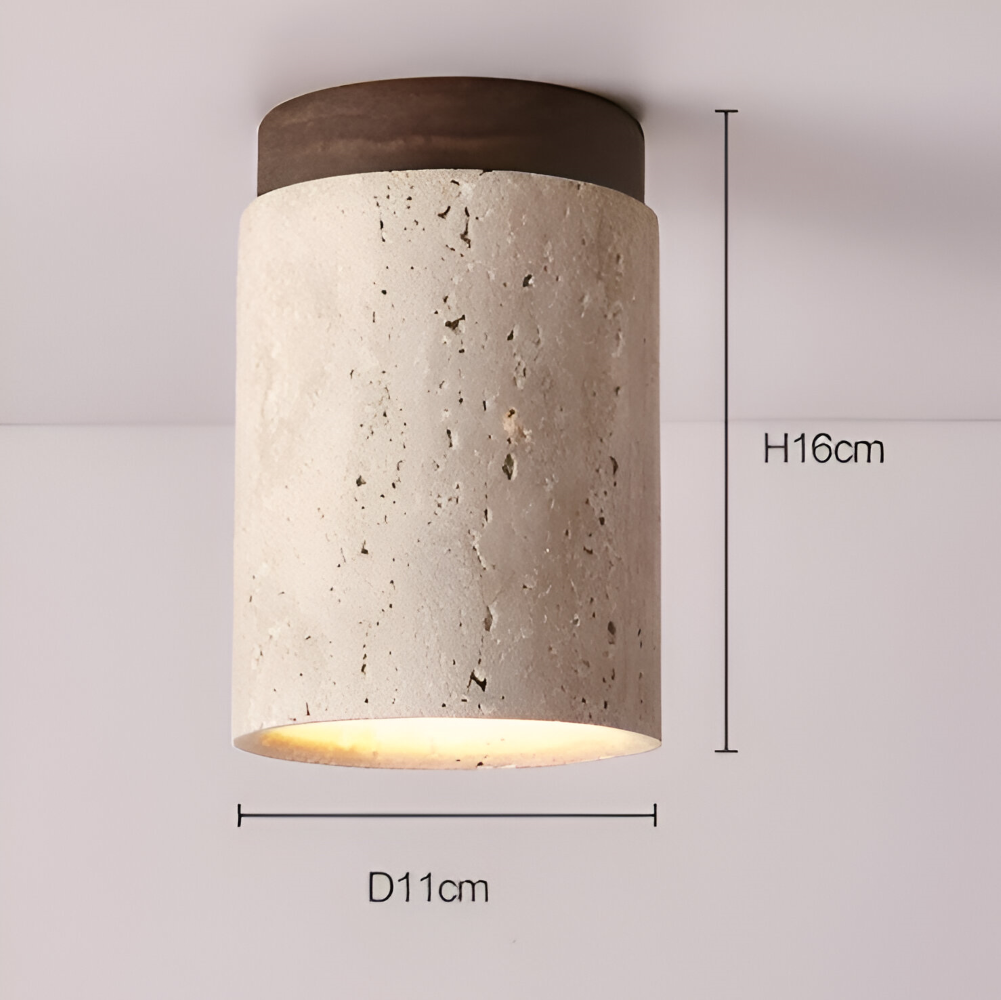 Spot loftlampe i travertin og træ – moderne indbygget spotlight
