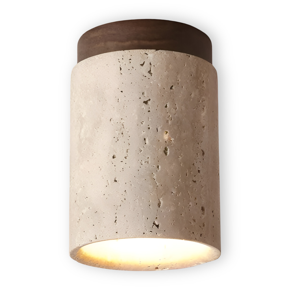 Spot loftlampe i travertin og træ – moderne indbygget spotlight