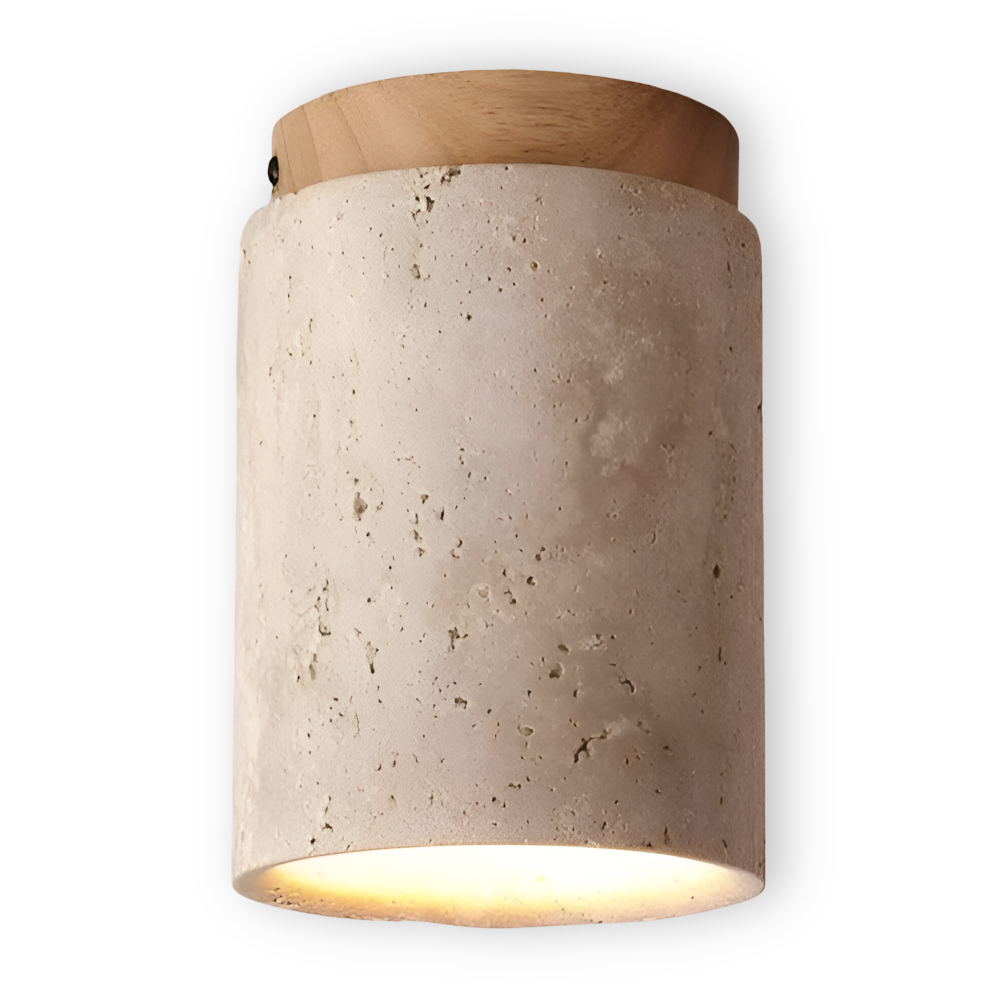 Spot loftlampe i travertin og træ – moderne indbygget spotlight