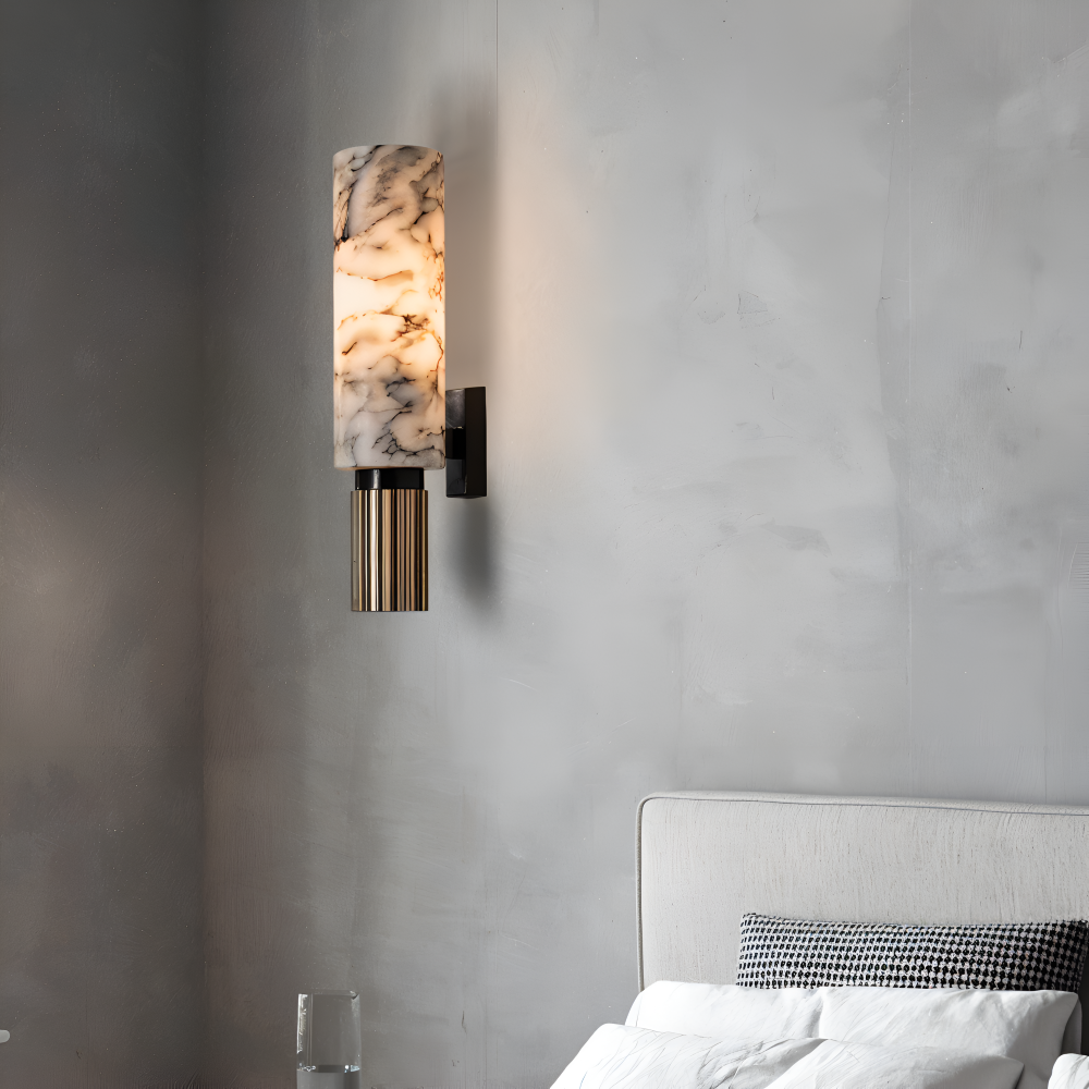 Marvello Væglampe – Cylindrisk LED Væglampe i Naturmarmor