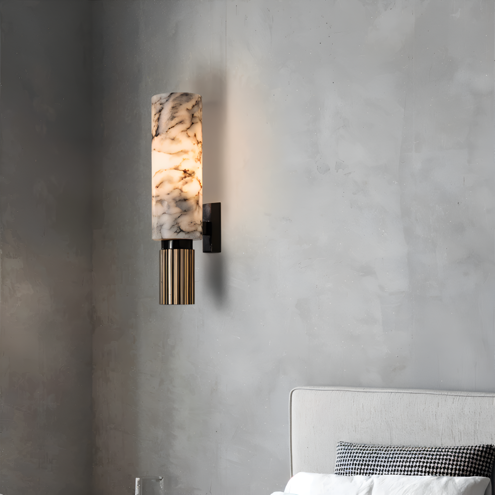 Marvello Væglampe – Cylindrisk LED Væglampe i Naturmarmor