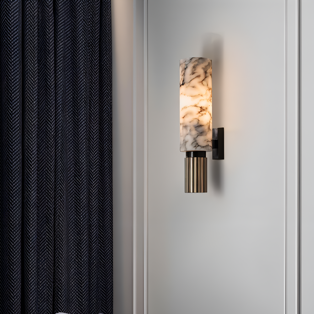 Marvello Væglampe – Cylindrisk LED Væglampe i Naturmarmor