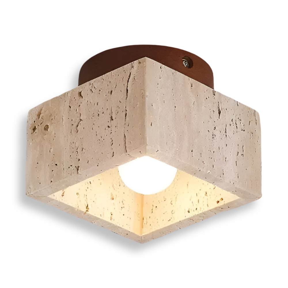 Spot loftlampe i travertin og træ – moderne indbygget spotlight