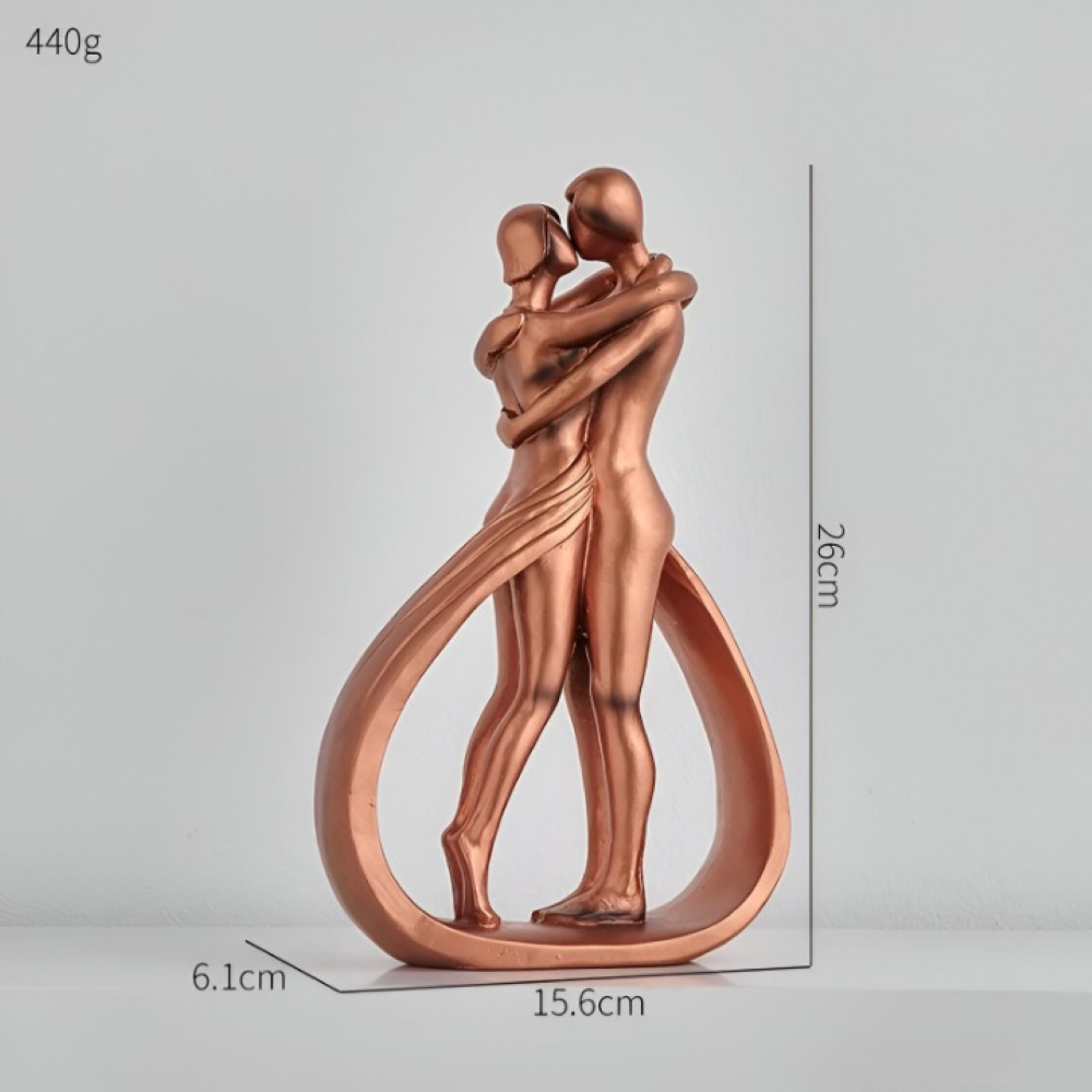 Kærlighedsfigur med kyssende par i rødbronze – moderne dekoration