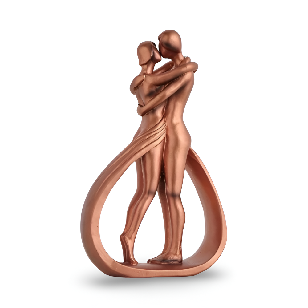 Kærlighedsfigur med kyssende par i rødbronze – moderne dekoration