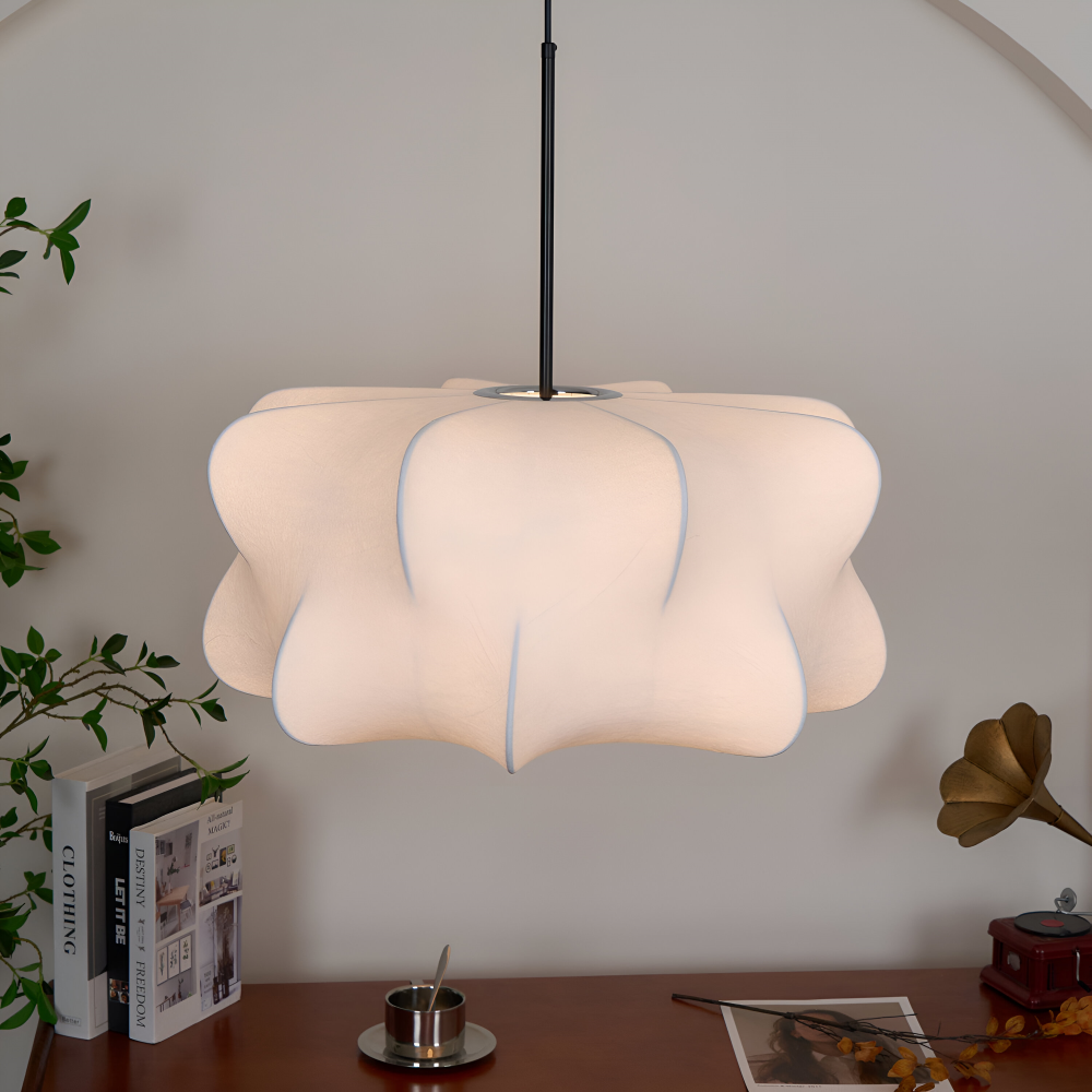 Japansk pendellampe i kokonstil – Wabi Sabi loftlampe