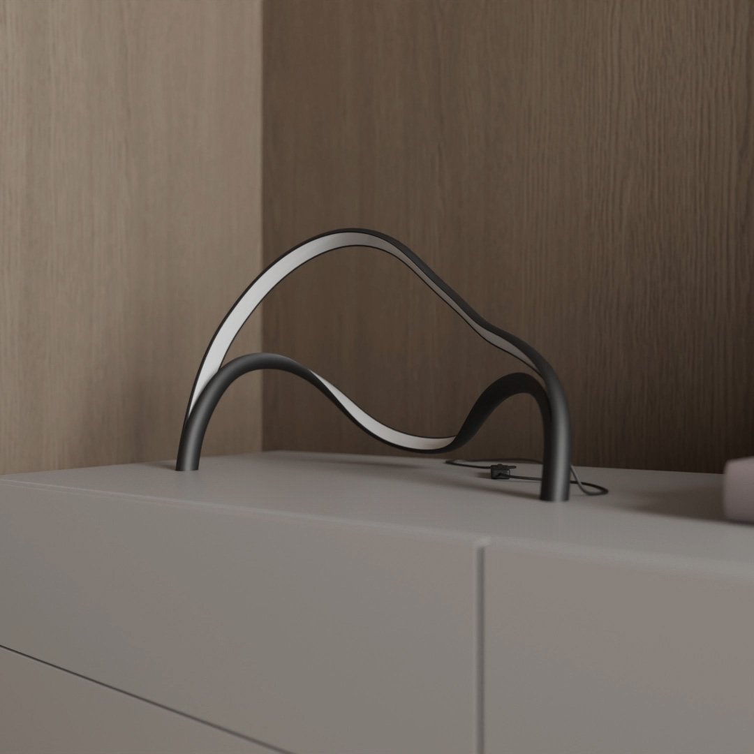 Moderne sort bordlampe – mat finish med varm hvid belysning