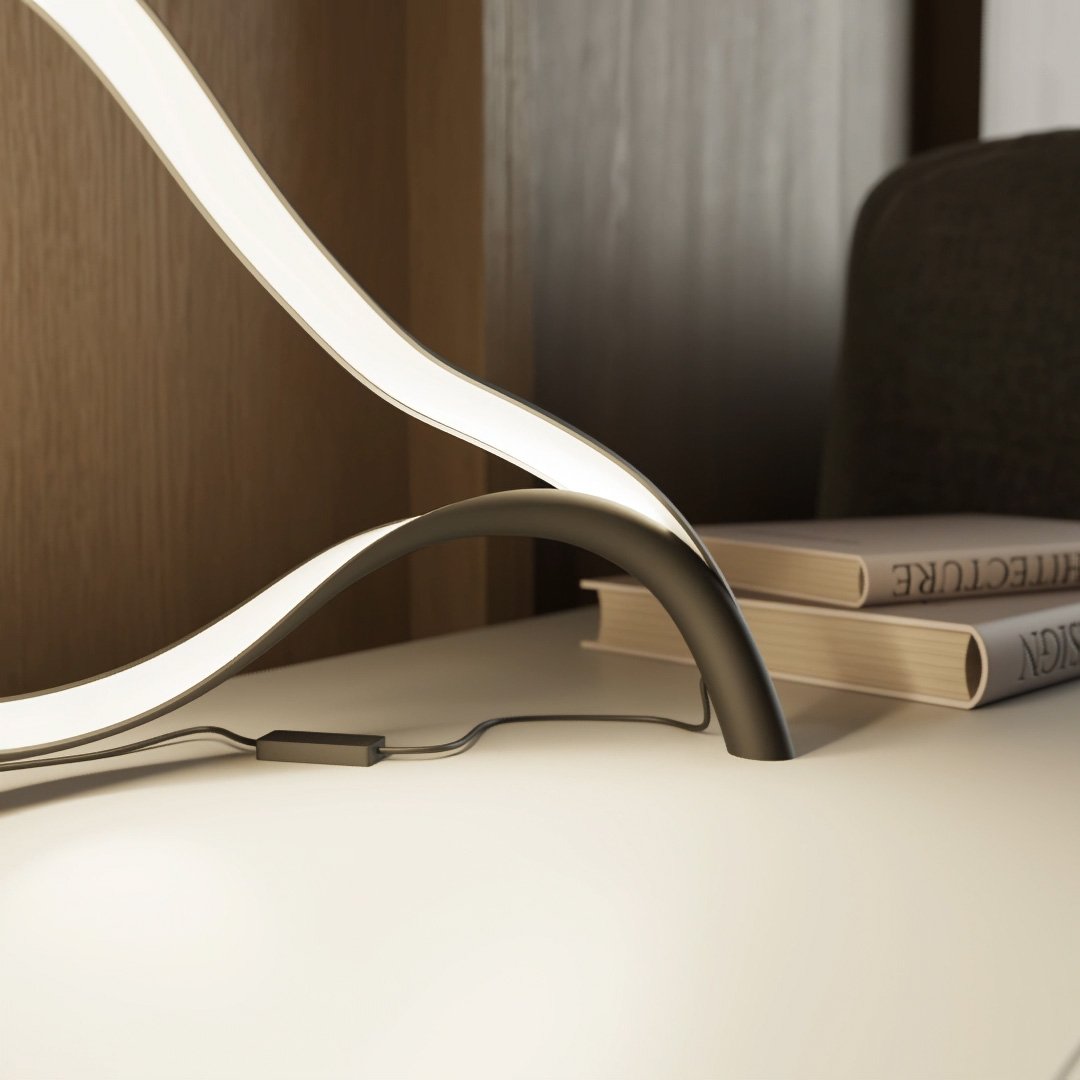 Moderne sort bordlampe – mat finish med varm hvid belysning