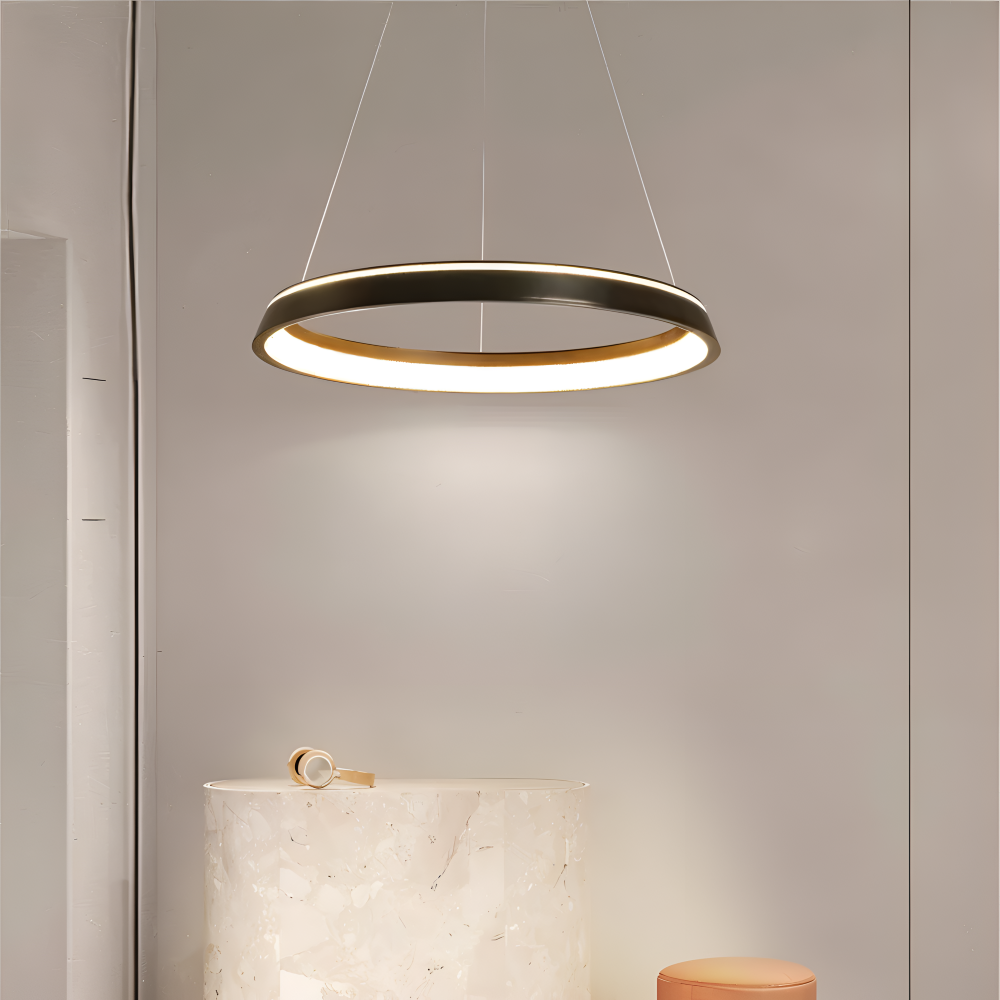 CircuGlow Pendel – Minimalistisk Rund LED Pendellampe i Sort & Hvid