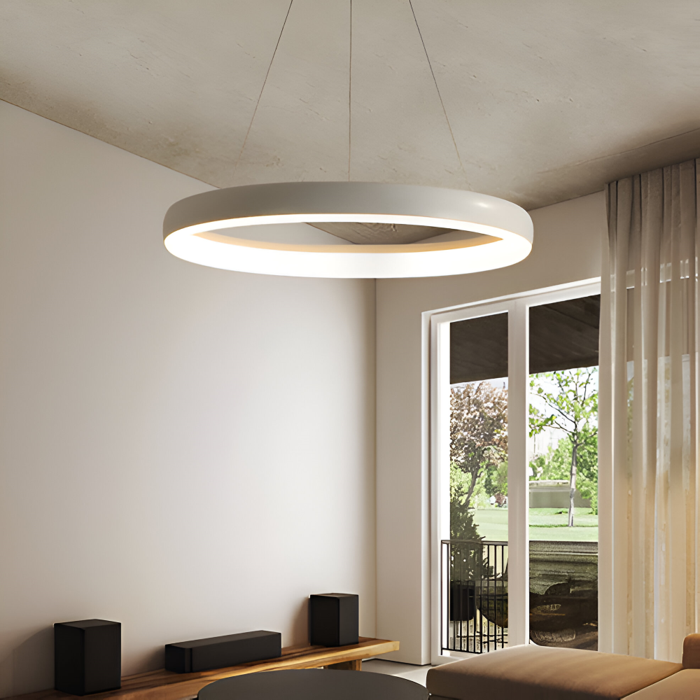CircuGlow Pendel – Minimalistisk Rund LED Pendellampe i Sort & Hvid