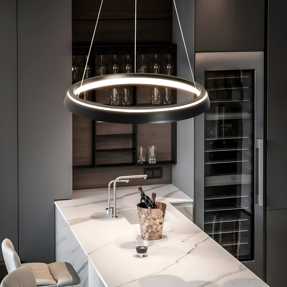 CircuGlow Pendel – Minimalistisk Rund LED Pendellampe i Sort & Hvid