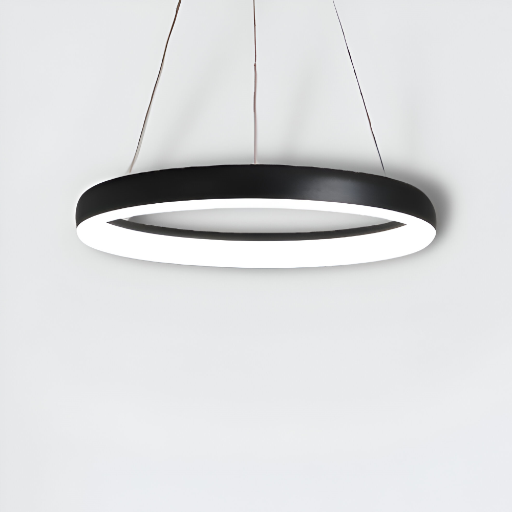 CircuGlow Pendel – Minimalistisk Rund LED Pendellampe i Sort & Hvid