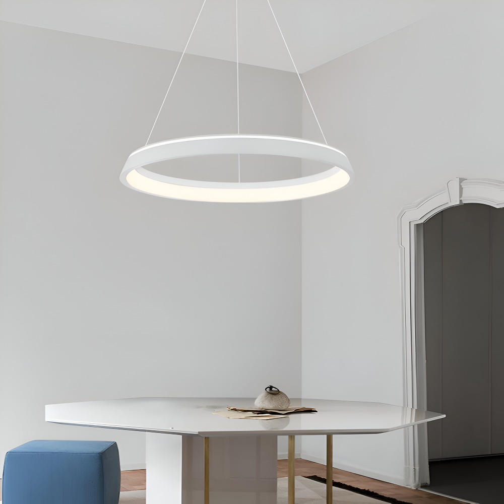 CircuGlow Pendel – Minimalistisk Rund LED Pendellampe i Sort & Hvid