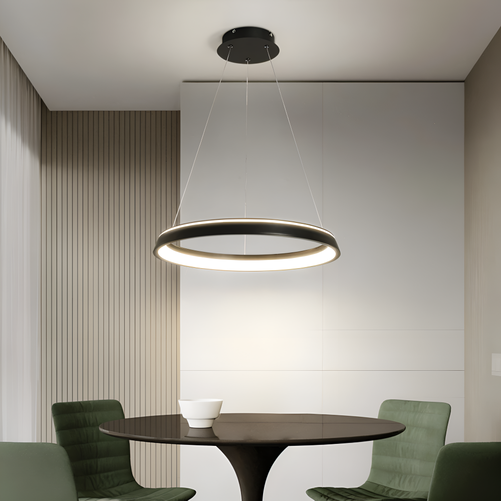 CircuGlow Pendel – Minimalistisk Rund LED Pendellampe i Sort & Hvid