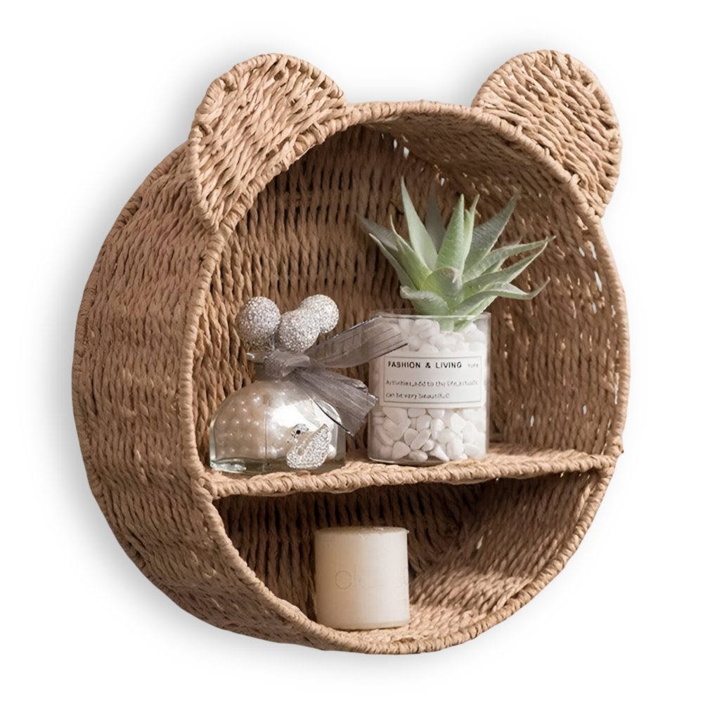 DyreHygge Hylde – Håndlavet Dyreformet Rattan Væghylde