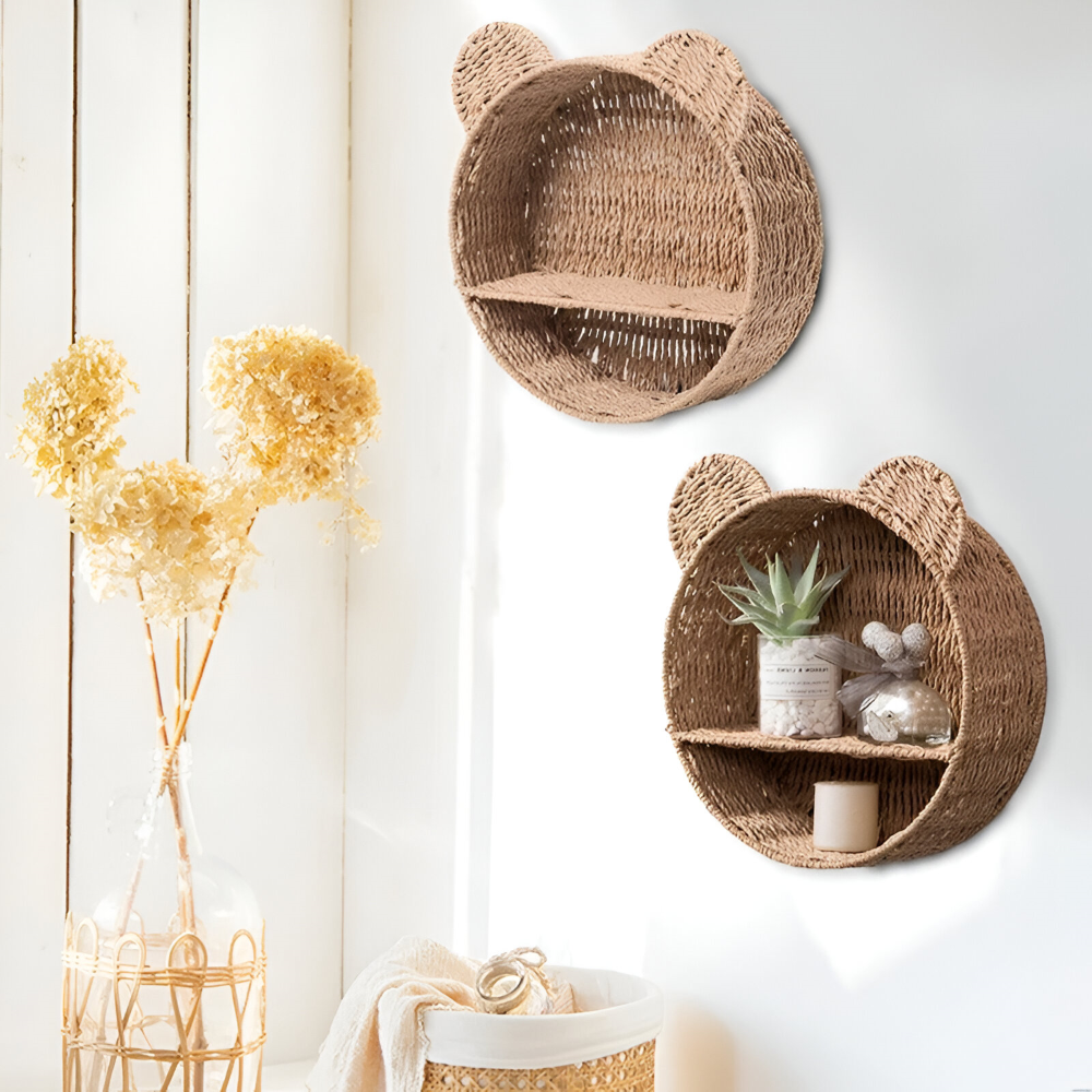 DyreHygge Hylde – Håndlavet Dyreformet Rattan Væghylde