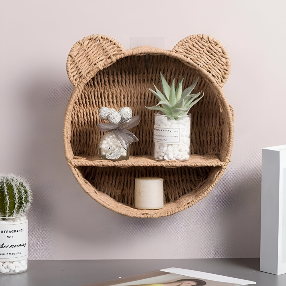 DyreHygge Hylde – Håndlavet Dyreformet Rattan Væghylde