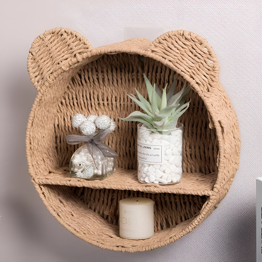 DyreHygge Hylde – Håndlavet Dyreformet Rattan Væghylde