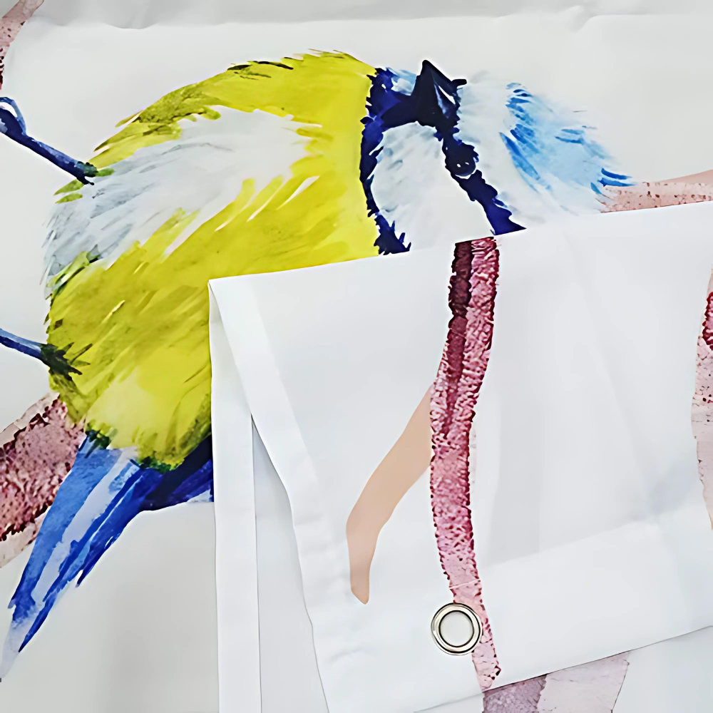 Vintage badeforhæng med fuglemotiv