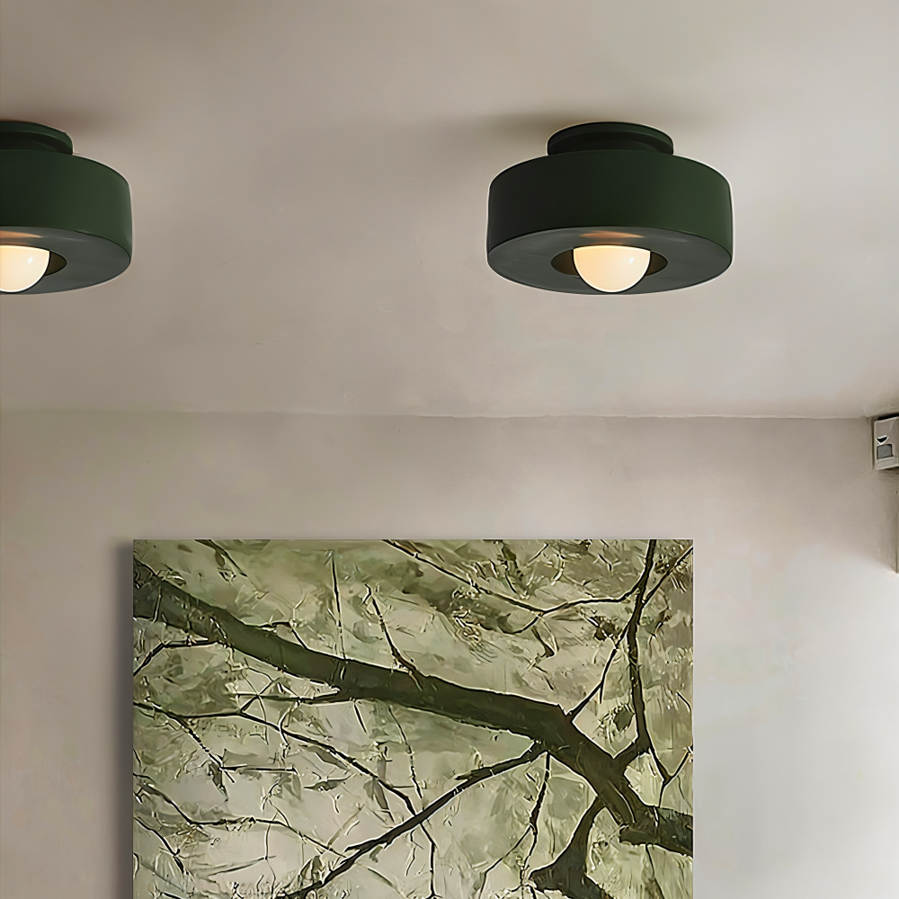 LumaHalo – Moderne Rund Loftlampe i Glas og Resin