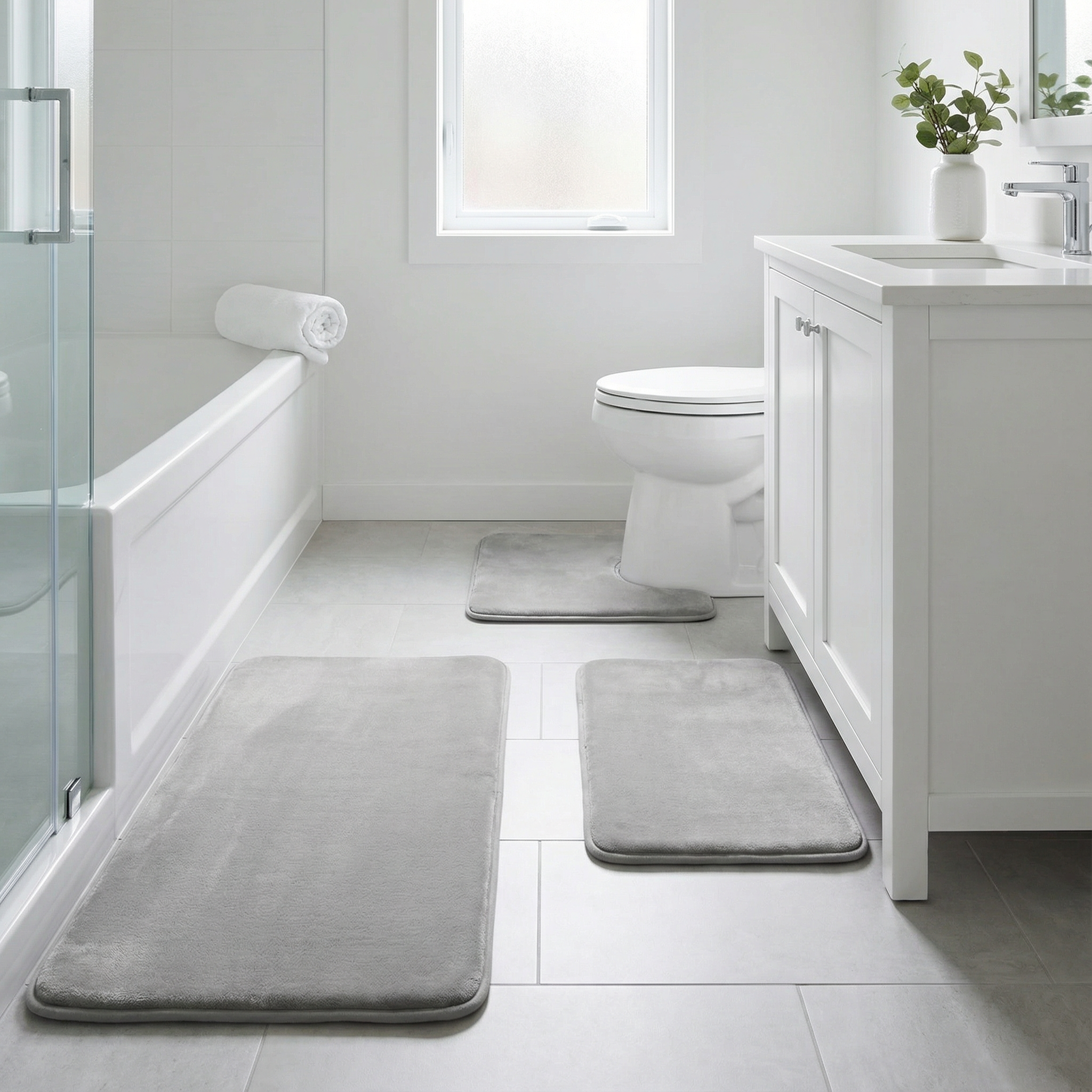 Bademåttesæt i velour og memory foam – 3 dele