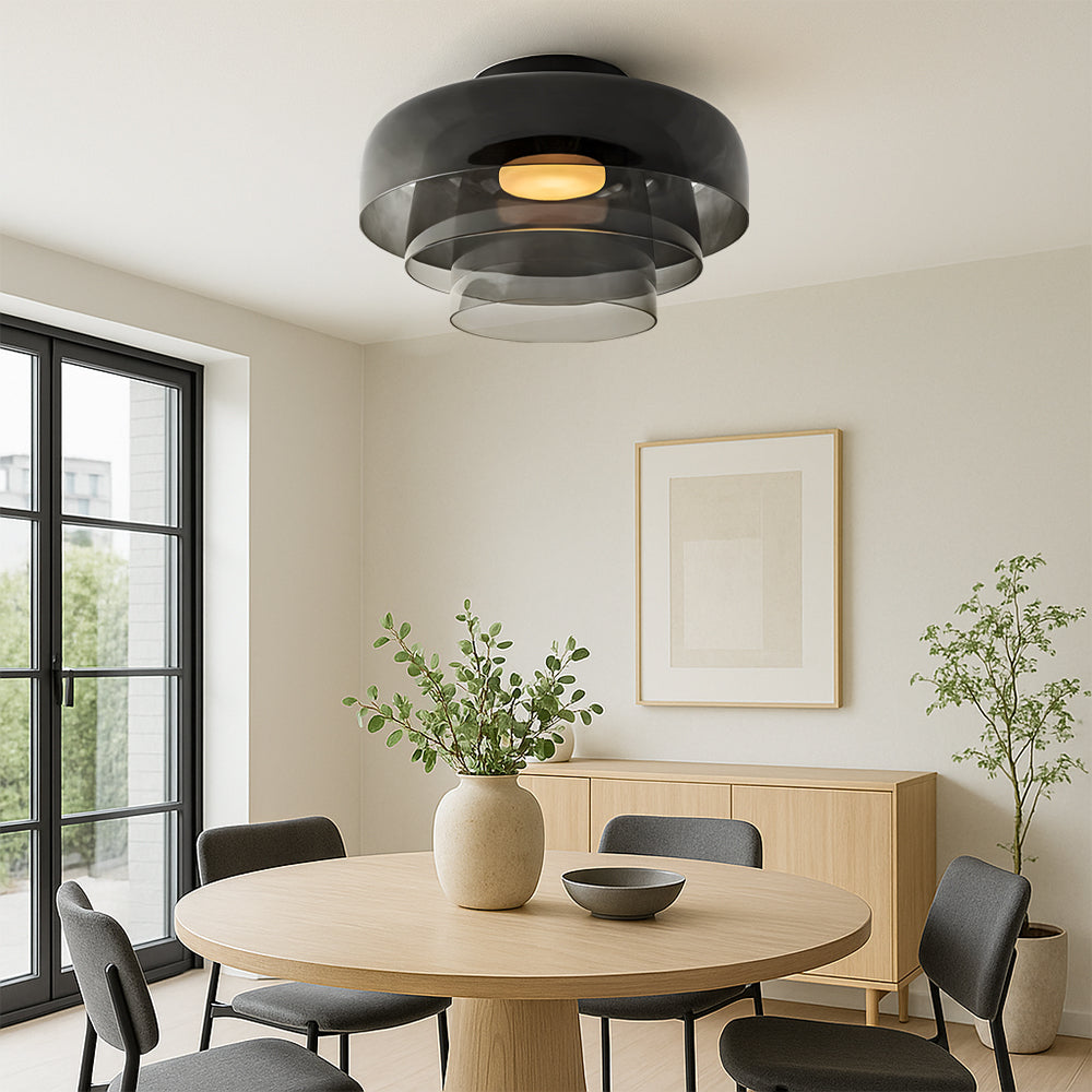 Bauhaus pendellampe med lagdelte glasskærme