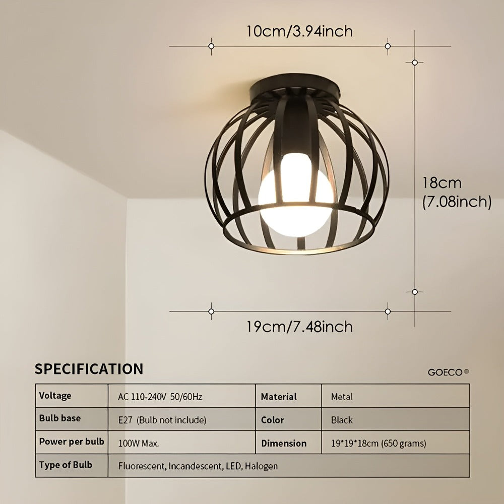 GeoLume – Geometrisk Taklampa i Svart Metall