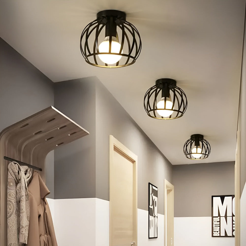 GeoLume – Geometrisk Taklampa i Svart Metall