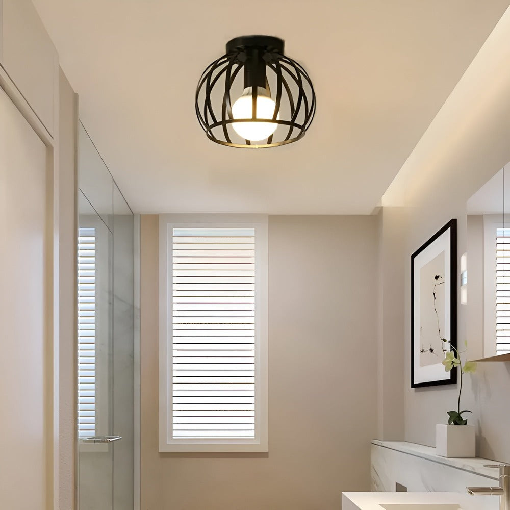 GeoLume – Geometrisk Taklampa i Svart Metall