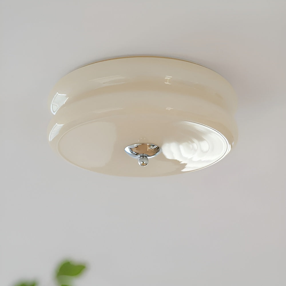 CremaHalo Loftlampe – Rund Loftlampe i Cremefarvet Glas med Integreret LED
