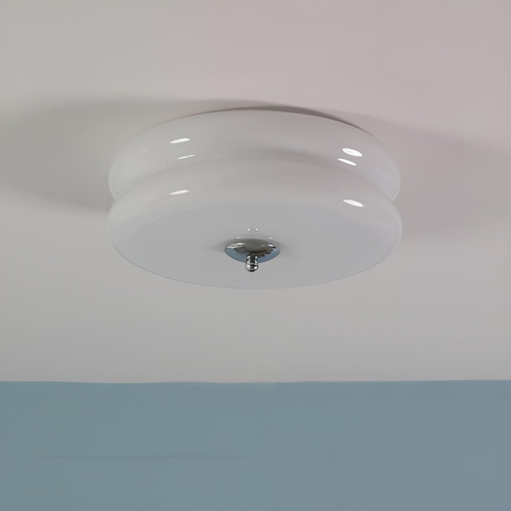 CremaHalo Loftlampe – Rund Loftlampe i Cremefarvet Glas med Integreret LED