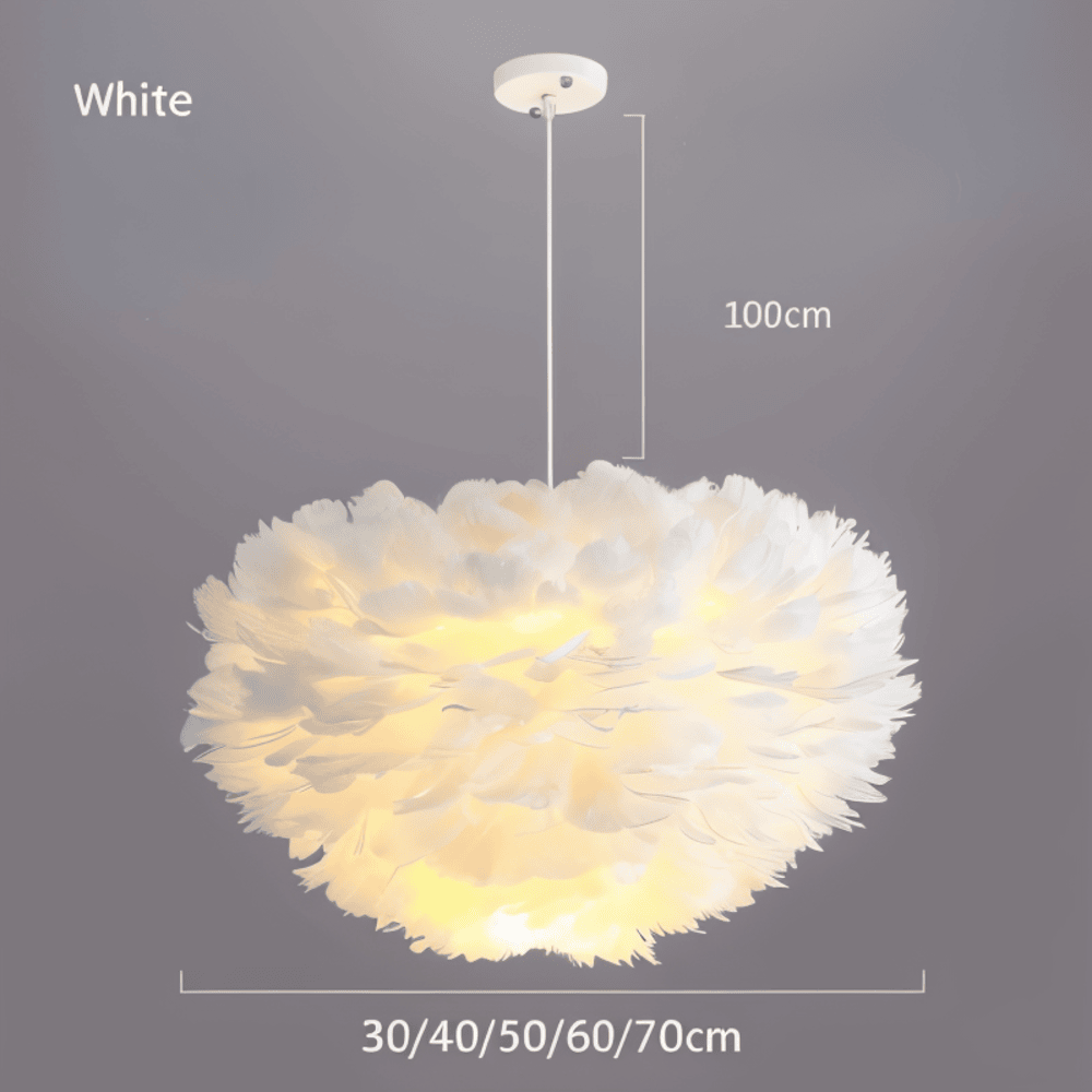 Håndlavet fjer pendellampe – justerbar loftlampe i elegant design