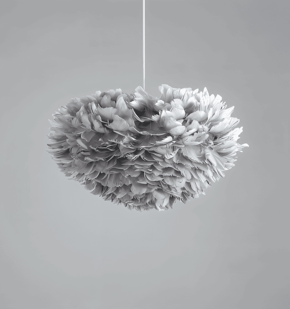 Håndlavet fjer pendellampe – justerbar loftlampe i elegant design