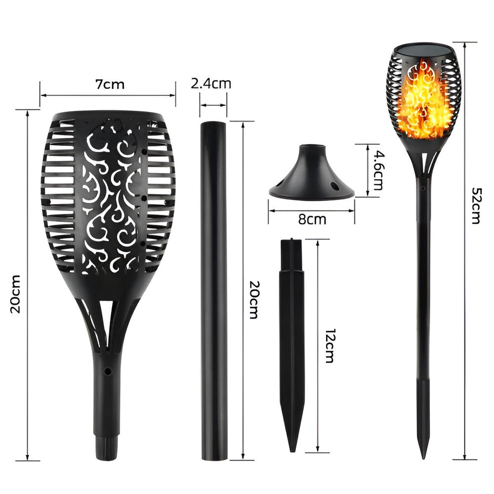Solcelledrevet fakkellampe med flammeeffekt