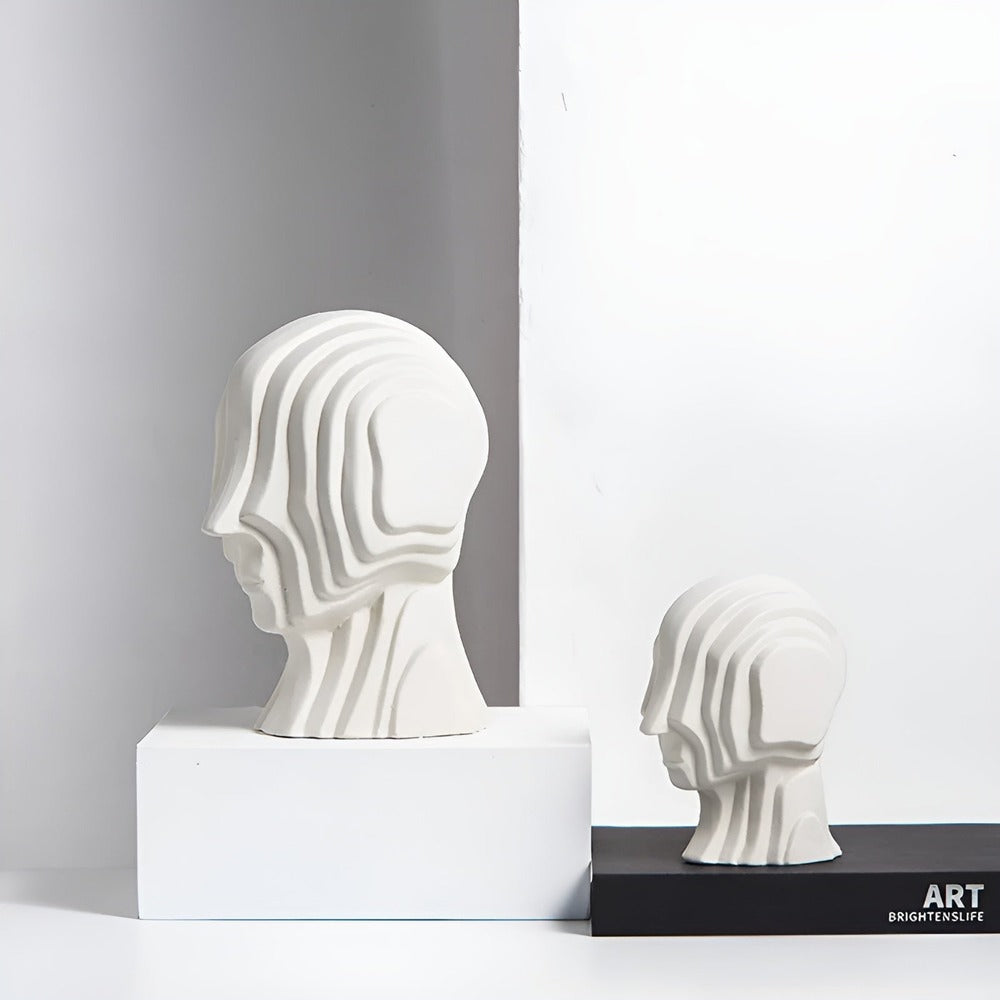 Geometrisk keramik buste med gyldne frynser – moderne kunst dekoration