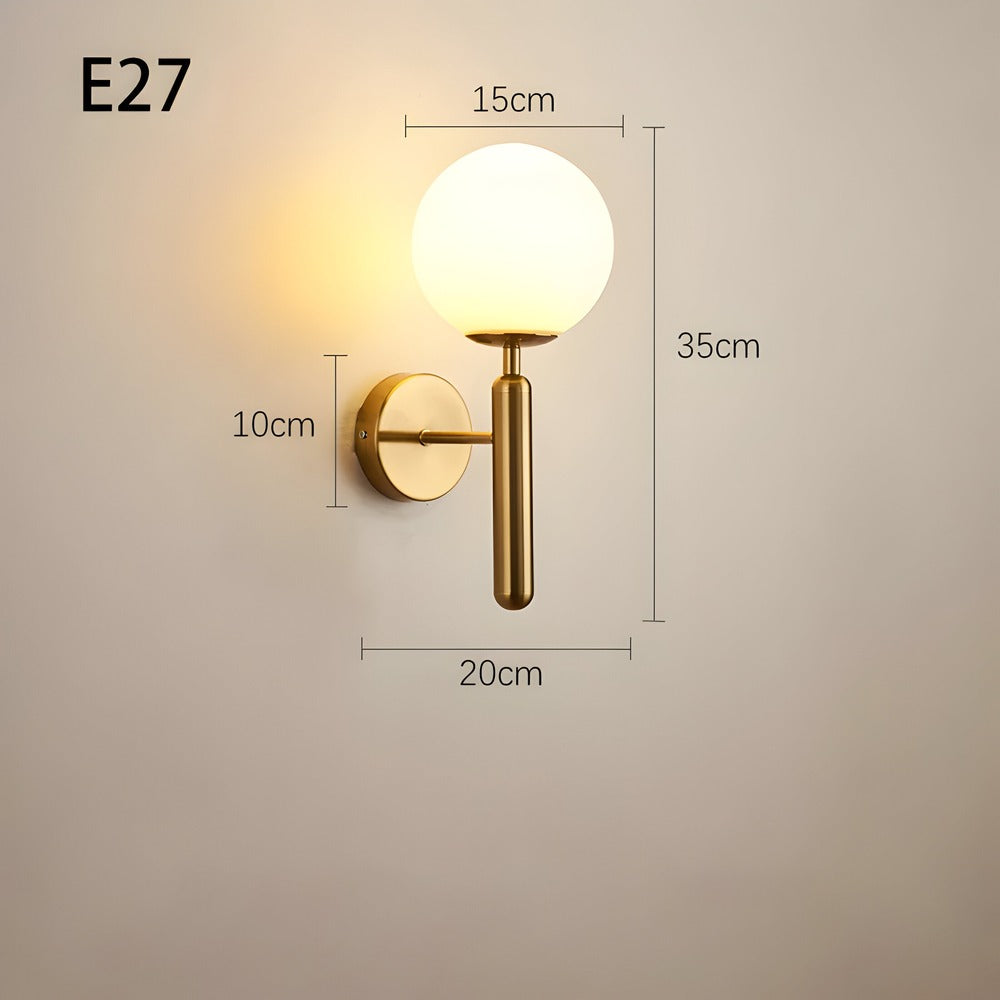 Væglampe i kobber med rund design – varm LED belysning