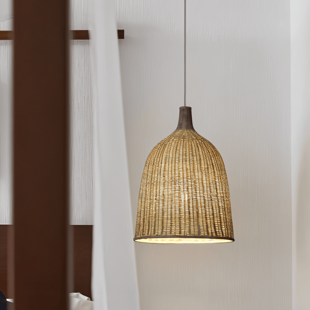 Rattanova – Handflätad Pendellampa i Rotting med Naturlig Boho Design