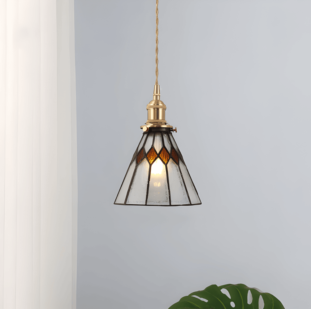 Kiyoma Glow Pendellampe – Japansk Retro Pendel i Geometrisk Kobberglas