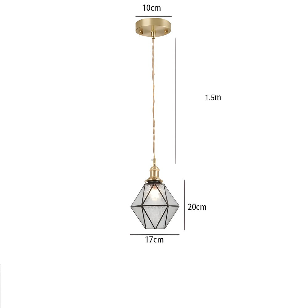 Kiyoma Glow Pendellampe – Japansk Retro Pendel i Geometrisk Kobberglas